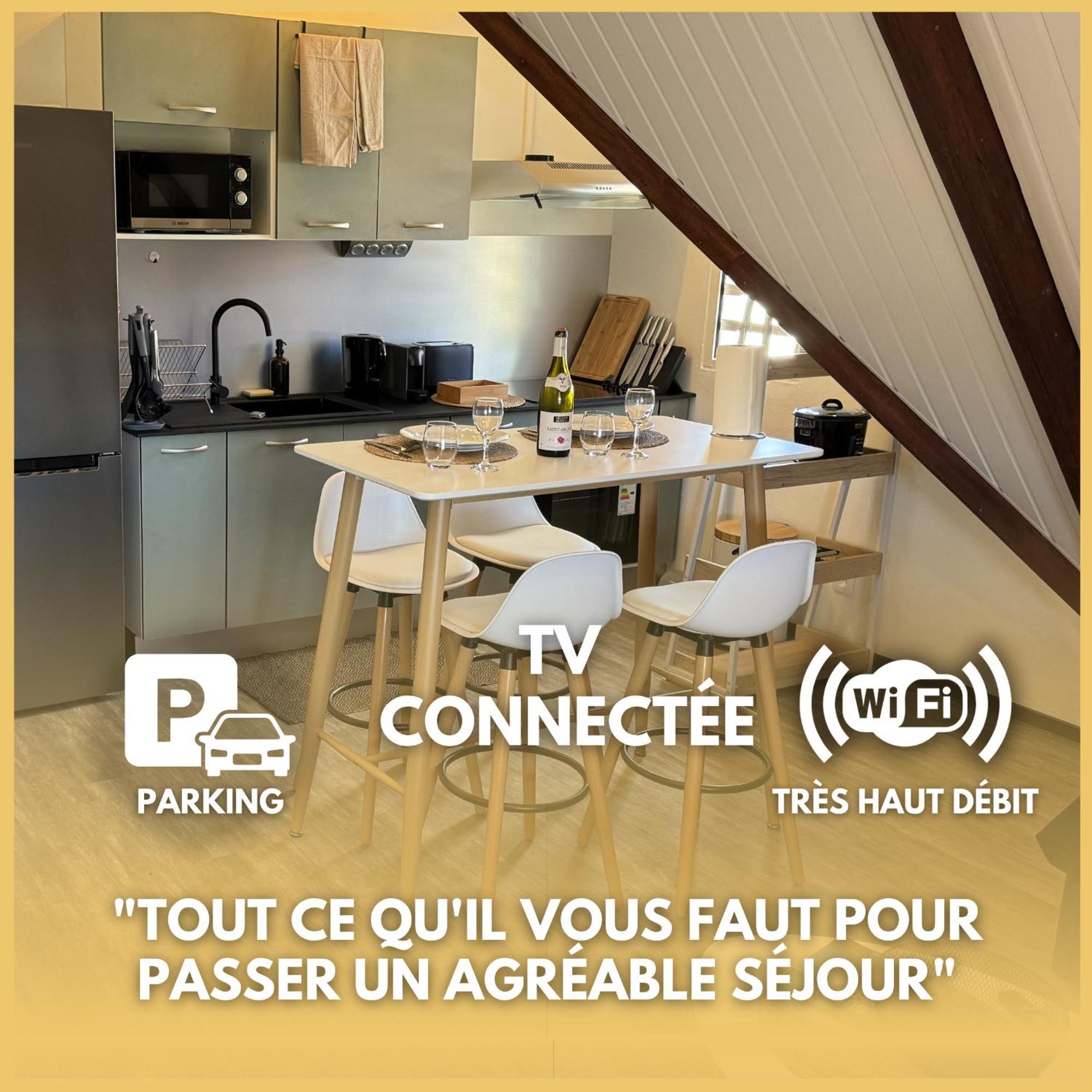 ルミール＝モンジョリーT2 Le Cosy, Au Coeur De Montjoly, Parking, Climアパートメント エクステリア 写真